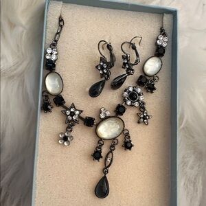 Black And Silver Necklace And Earrings Set